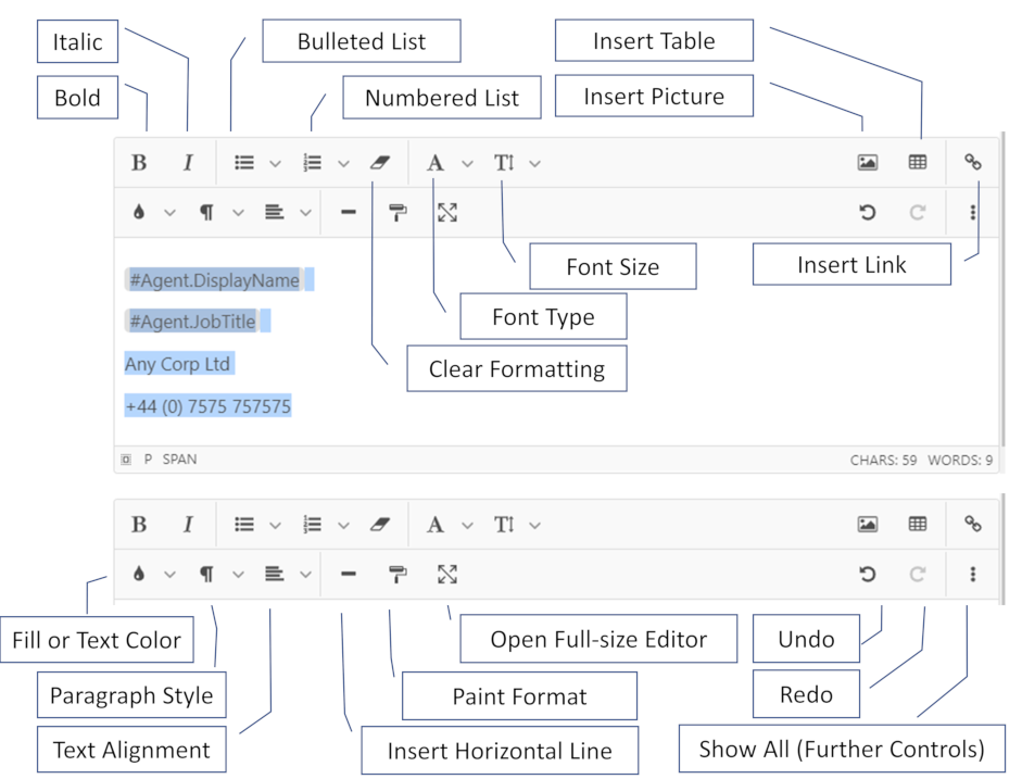 Edit Signature Toolbar